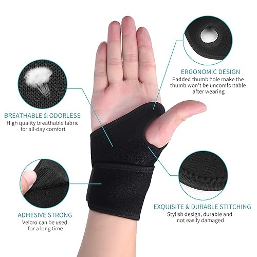 Miniatura 2 de Muñequera para túnel carpiano, transpirable y ajustable, soporte de muñeca para artritis y tendinitis, envoltura de compresión de muñeca para