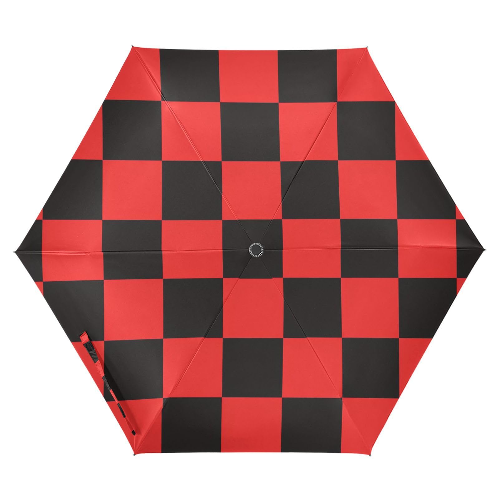 EtherSpher Light Red and Black Checkered Pattern umbrella with case 39 Inch Heavy Duty auto open close Golf Umbrellas for travel and golf Outdoor Defence Accessories paraguas para