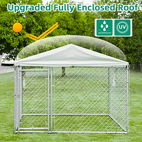 Vivijason Outdoor Large Dog Kennel Heavy Duty Fence Dog Cage With Galvanized Chain Link, Outside Pen Playpen Dog Run House With Uv & Waterproof Cover And Secure Lock For Backyard (79"Lx 79"W X 63"H) #TOP2