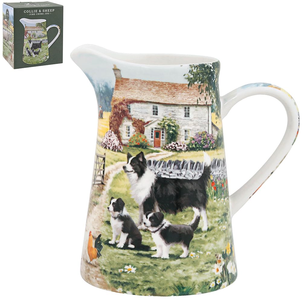 The Leonardo Collection Macneil Collie & Sheep Fine China Collie & Sheep Jug 500ml for Home & Kitchen | Stylish Cream & Milk Jug for Versatile Everyday Use | Decorative Pitcher Gift for Women & Men
