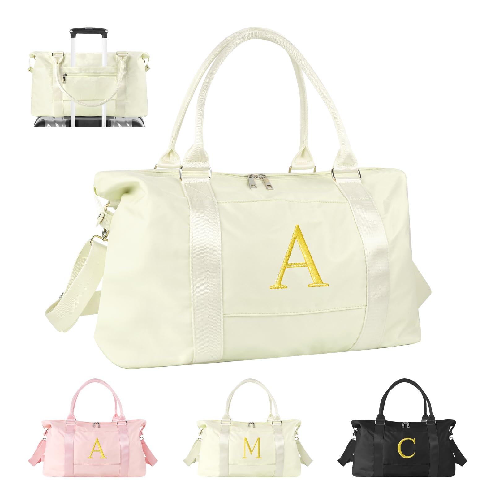 Personalized Initial Gym Dance Bag, Travel Duffel Bag for Teen Girls, Carry On Bag Overnight Weekender Bag with Trolley Sleeve, Birthday Gifts for