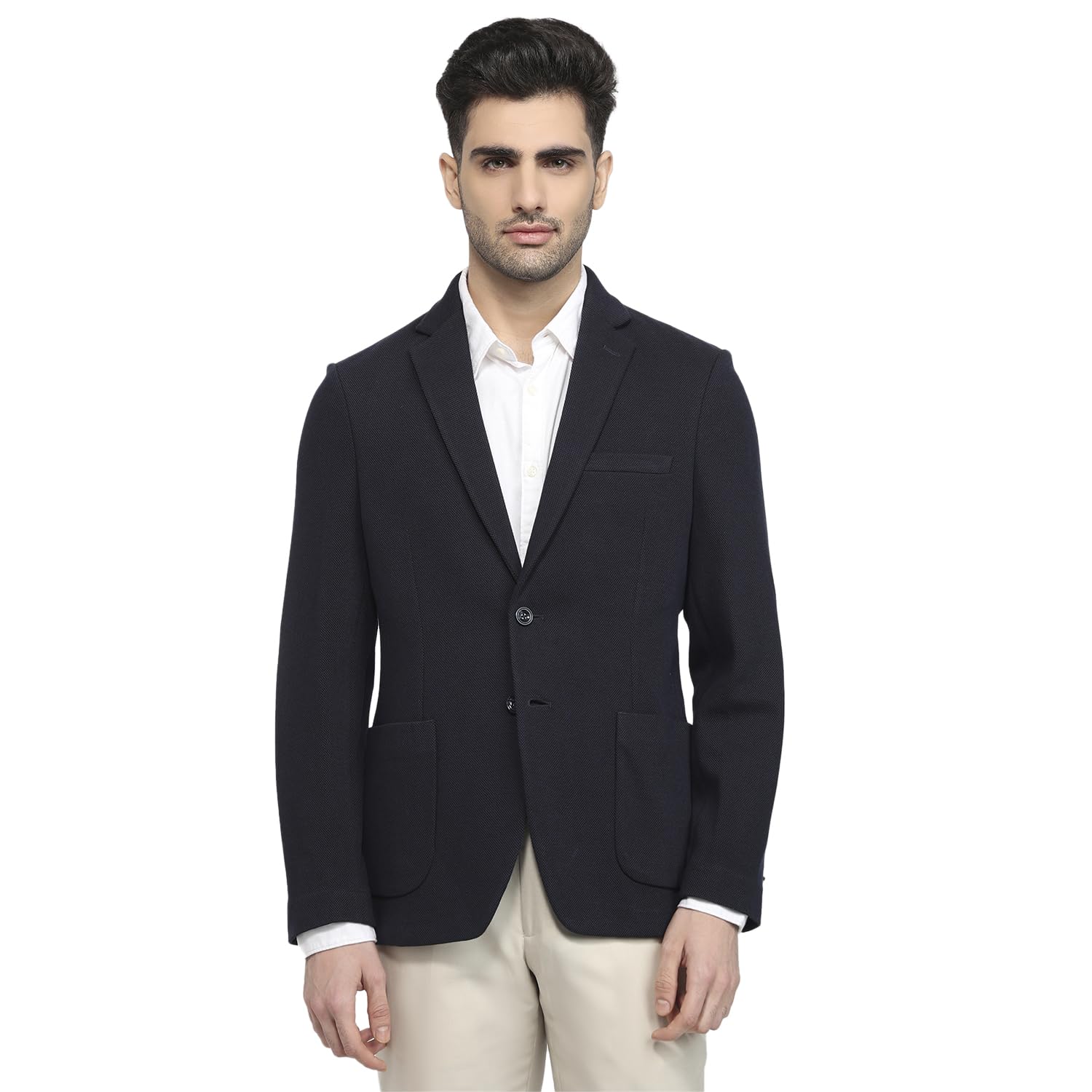 colorplus Color Plus Men's Regular Fit Terylene Blend Knitted Pattern Notch Lapel Full Sleeve Casual Jacket-picture-51