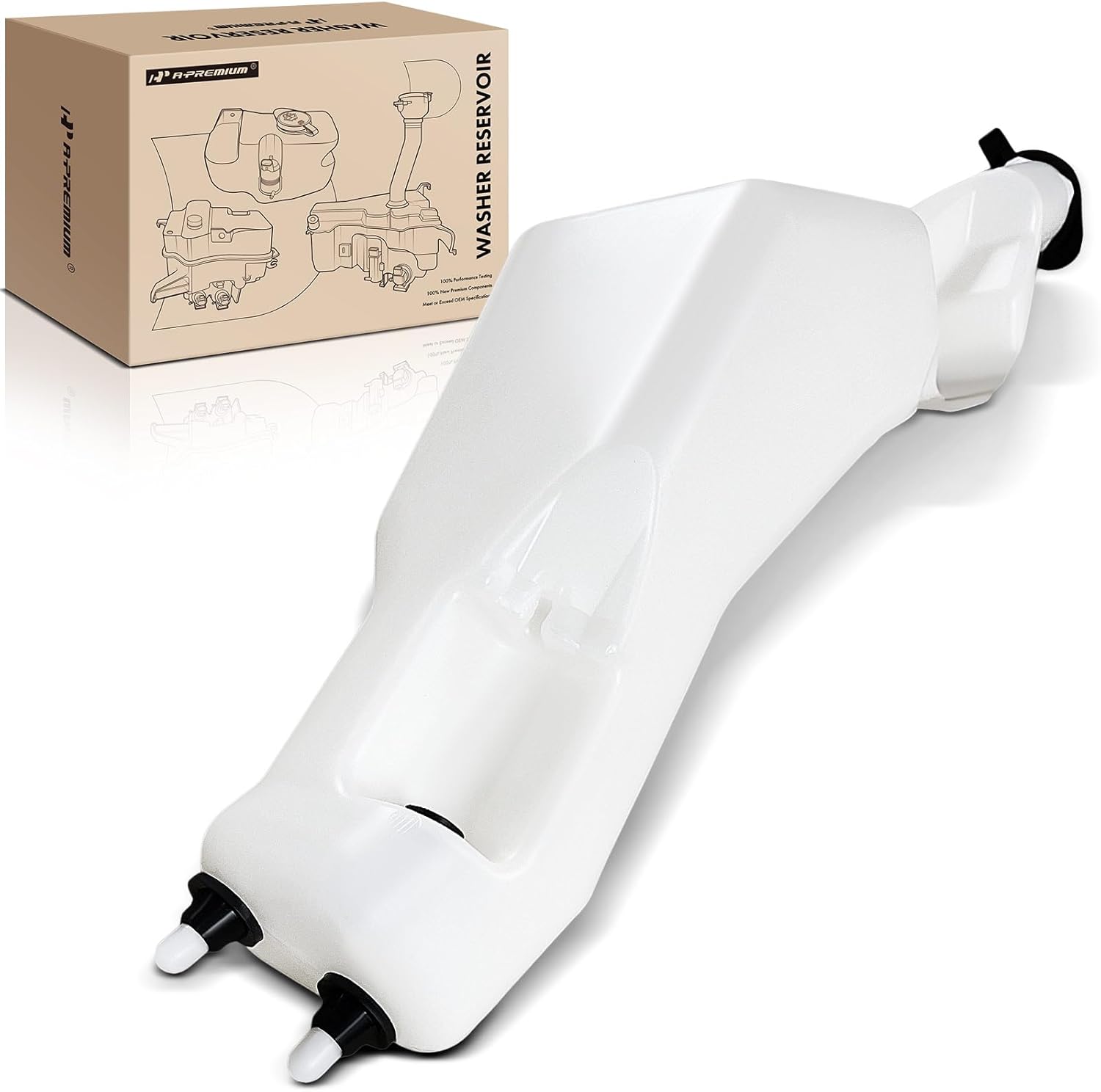 A-Premium Windshield Washer Reservoir Compatible with Select Chevrolet & GMC Models - Express 1500 Savana 1500 2003-2014, Express 2500 3500 4500 2003-2023, Savana 2500 3500 4500 2003-2023, with (Cap)
