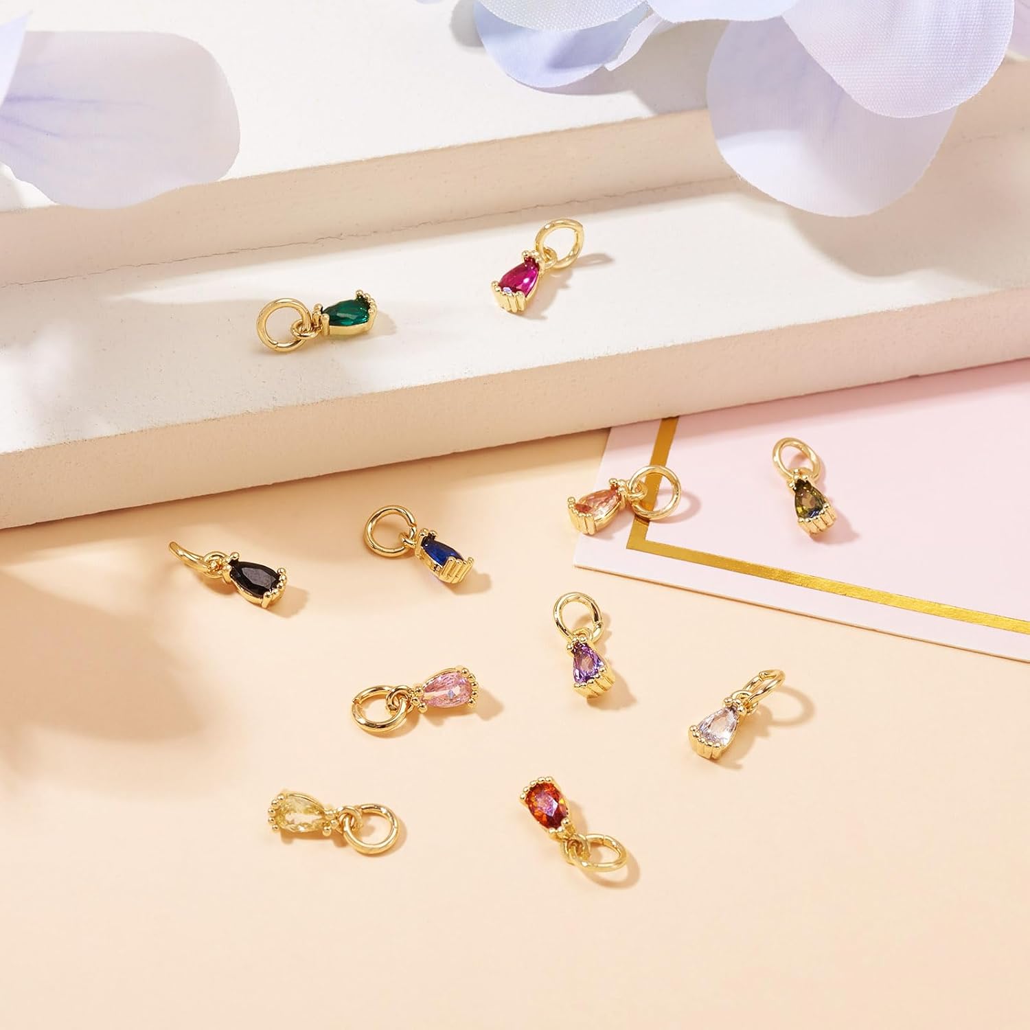 Pandahall Real 18K Gold Plated Gold Dangle Micro Pave Cubic Zirconia Pendant Hear Rectangle Shape for Jewelry Making Bracelets Bulk - Image 7