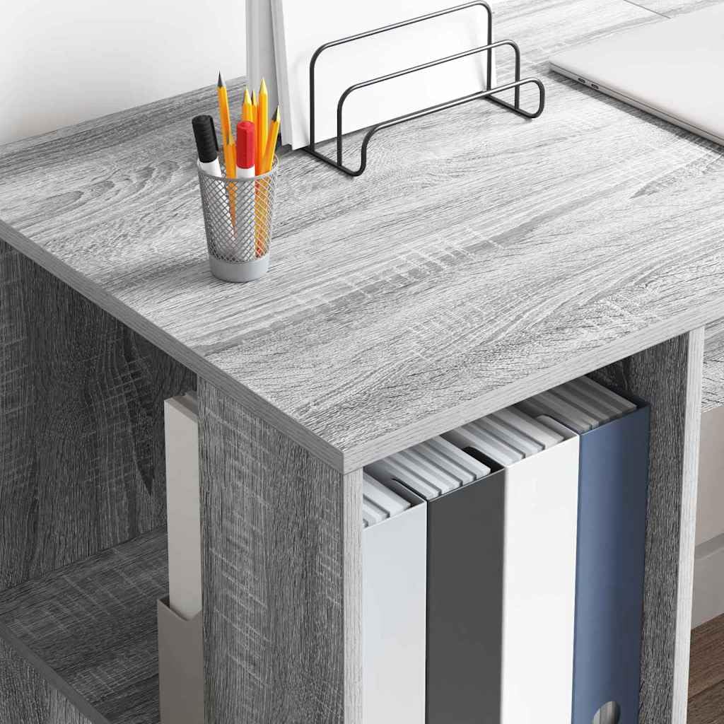 Scrivania in legno ingegnerizzato grigio sonoma 130 x 50,5 x 75 cm con ripiano e cassetto, tavolo da lavoro per ufficio casa studio, postazione computer gaming salvaspazio per smartworking