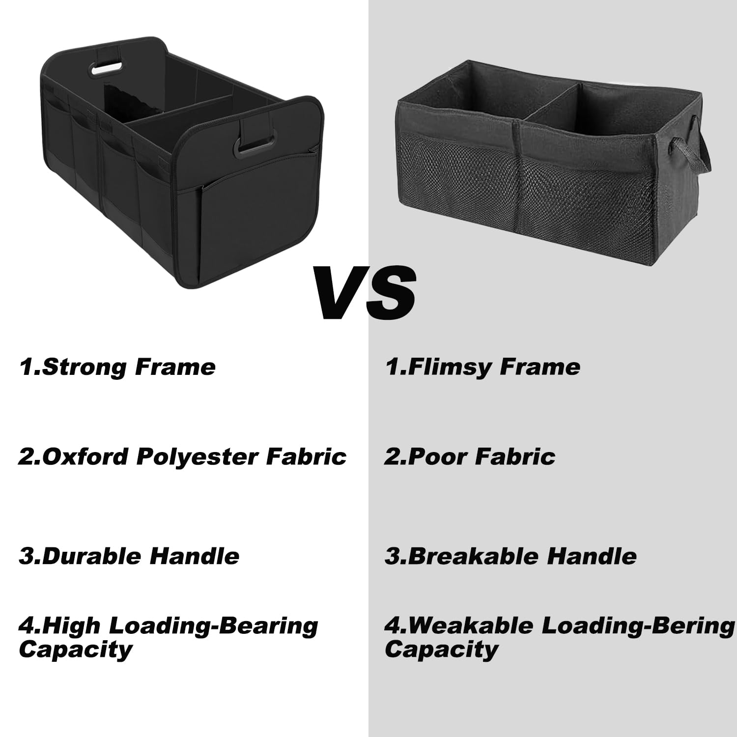 Organizer Bagagliaio Auto,Organizer Baule Auto Pieghevole con Scomparti,Borse per Bagagliaio con Tasche Extra e Pareti Rinforzate,Cuscinetti Antiscivolo per Campeggio