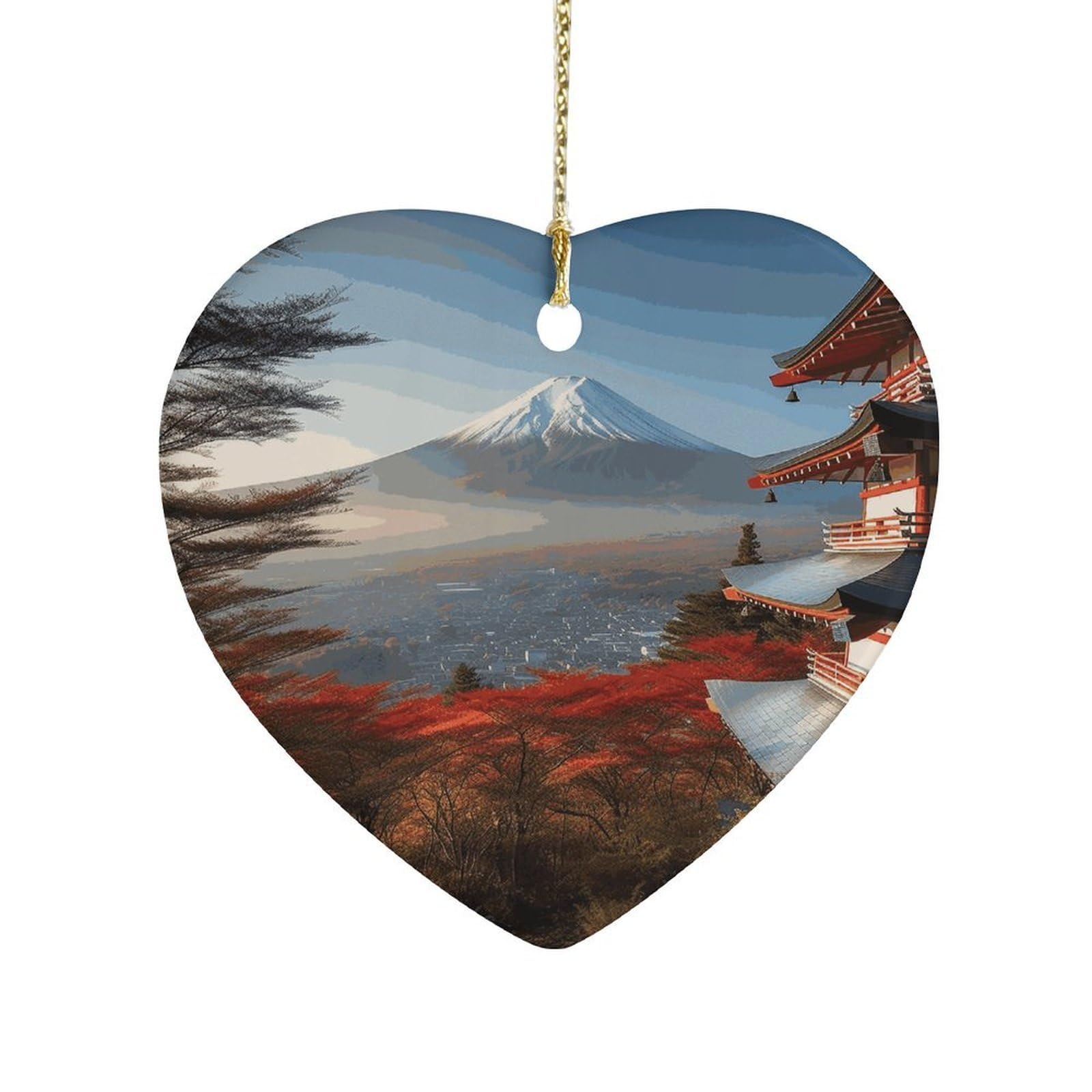 Fekiloot Style Japan Mount Fuji Landscape Ceramic Ornament Home Decor Keepsake