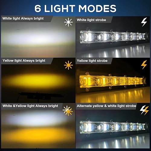 Vista 48 de DVISUV - Barra de luz LED delgada de 50 pulgadas, luz estroboscópica de doble color, barra de luz de una sola fila, reflectores 6D, luz antiniebla