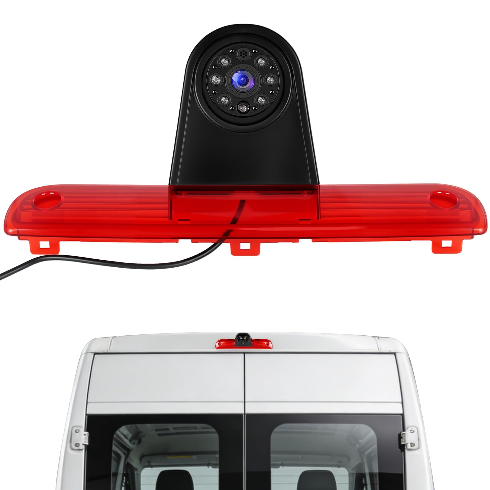 Cámara de Marcha atrás CAMECHO 720P HD para FIAT Ducato/Peugeot Boxer 2006-2018, Gran Angular 140°, Impermeable IP67, visión Nocturna con Luces infrarrojas, fácil de Instalar