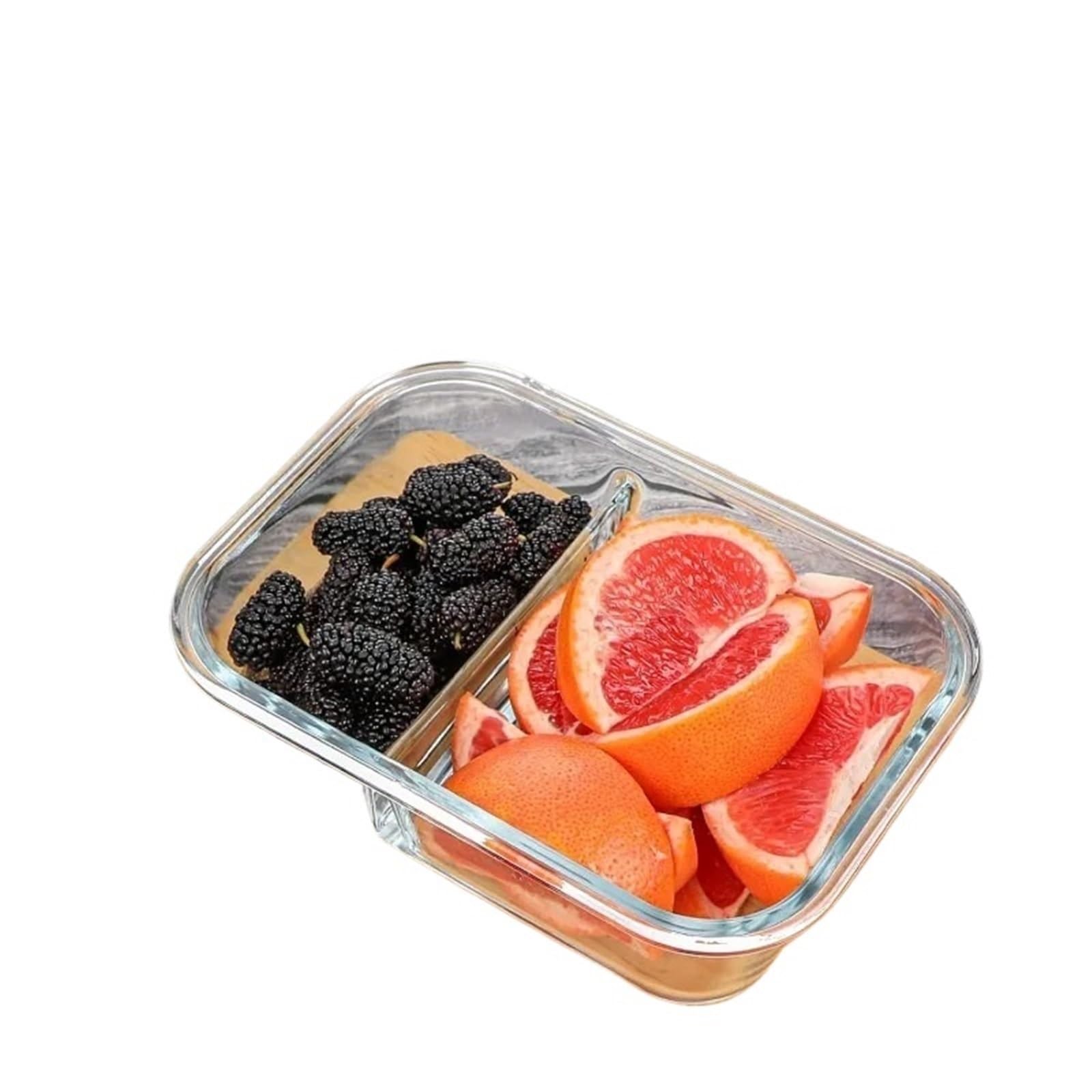 Bento Lunch Boite Lot de 2 boîtes de Conservation en Verre avec couvercles, boîtes à bento hermétiques(White)