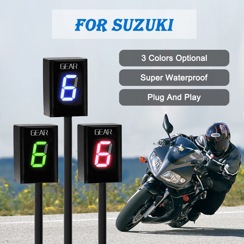 Indicador de Marchas de Motocicleta para SUZUKI SV 650 INTRUDER BANDIT 400 600 1250 Boulevard PIT BIKE ECU enchufe Impermeable LED Pantalla (Verde)