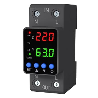 APIELE 110V/220V Voltage Protector, 1-63A Adjustable Smart Breaker Grey