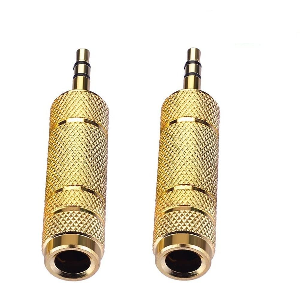 Nightwolf ® 2 Pcs Gold Plated 3.5mm 1/8 Inch Socket to 6.35mm 1/4 inch Male to Female Stereo Audio Jack Headphone Adaptor