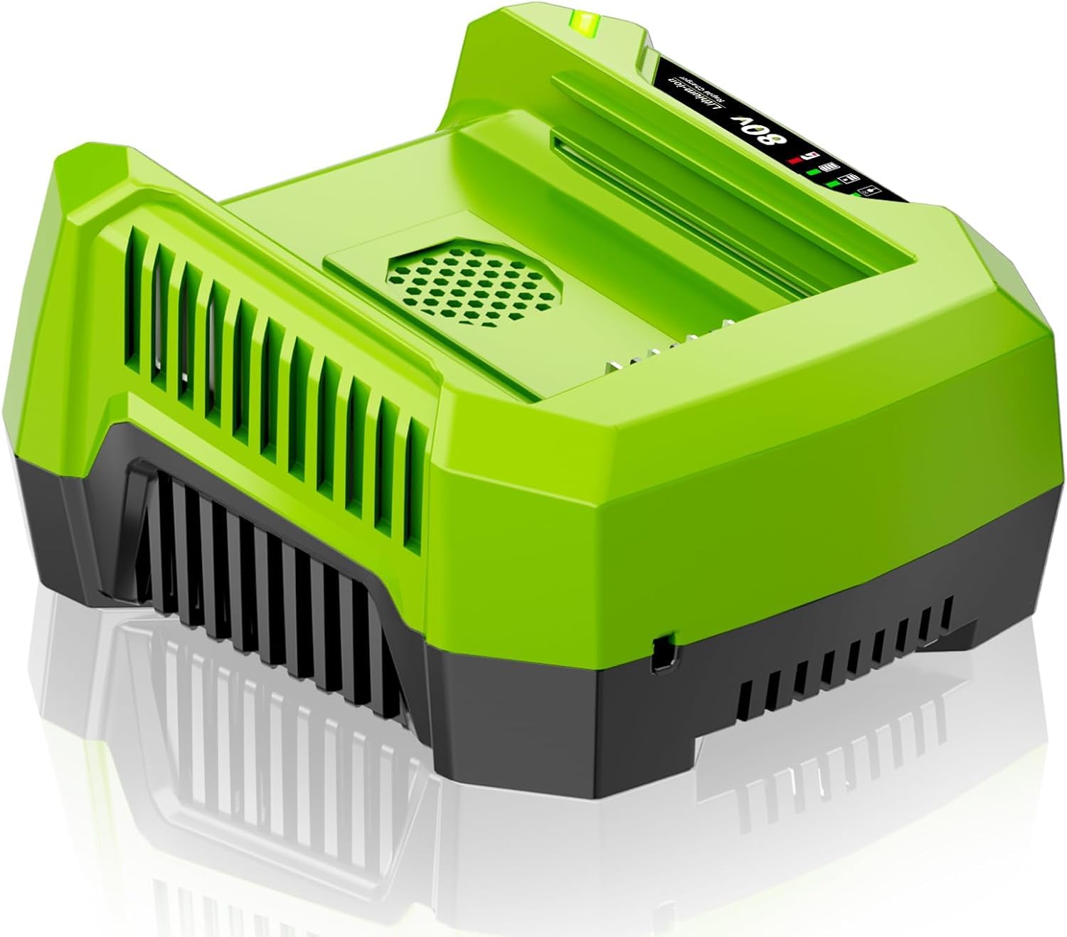 Greenworks 80V - Cargador (Corriente Alterna, 4,2 A, 0,75 H, 1,25 H, 1,6Kg, Negro, Verde)