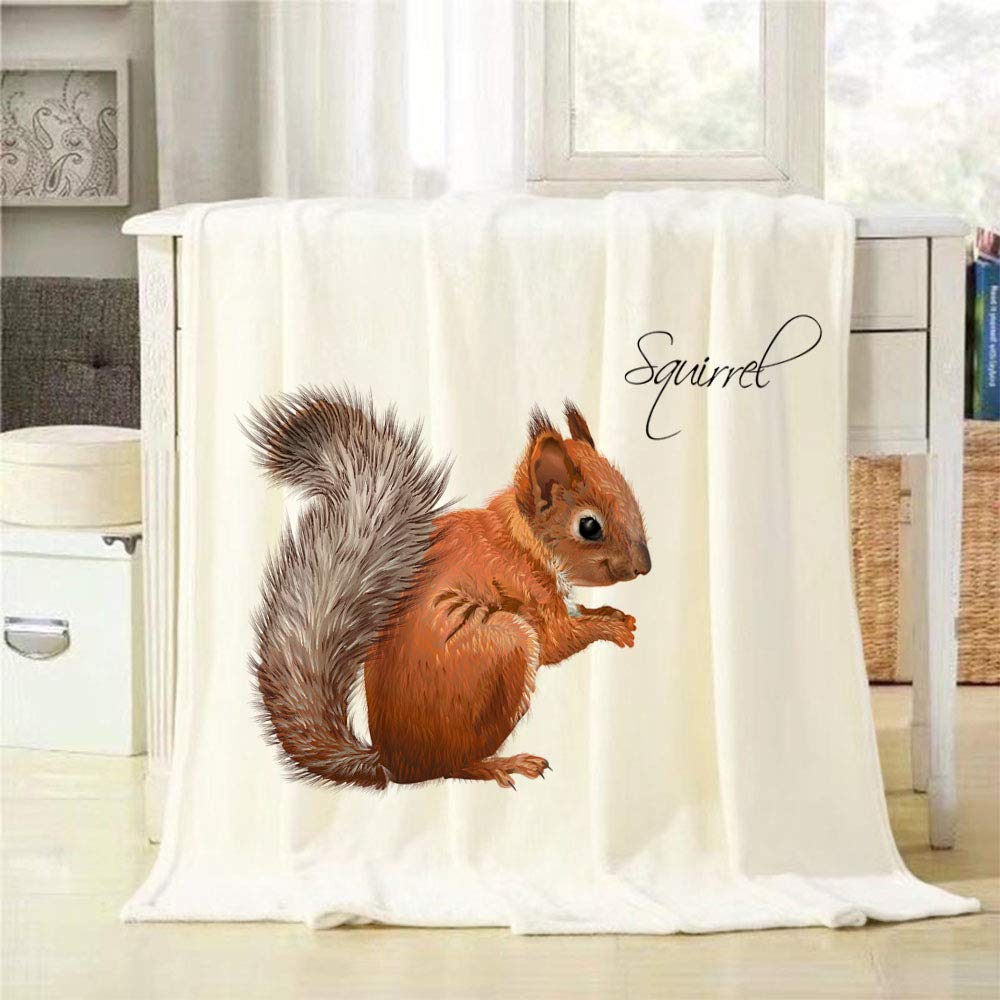 Mugod Squirrel Blanket Little Cute Lovely Animal Furry Tail Nature Wildlife Fuzzy Soft Cozy Warm Flannel Throw Blankets Decorative for Boys Girls Toddler Baby Dog Cat 40X50 Inch