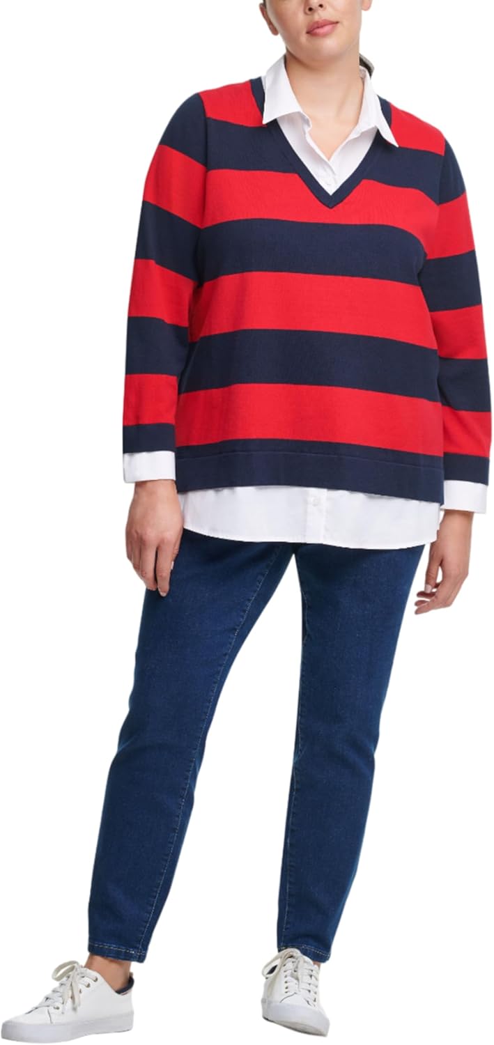 Tommy Hilfiger Women's Roll Tab Button Down Shirt (Regular and Plus Sizes)