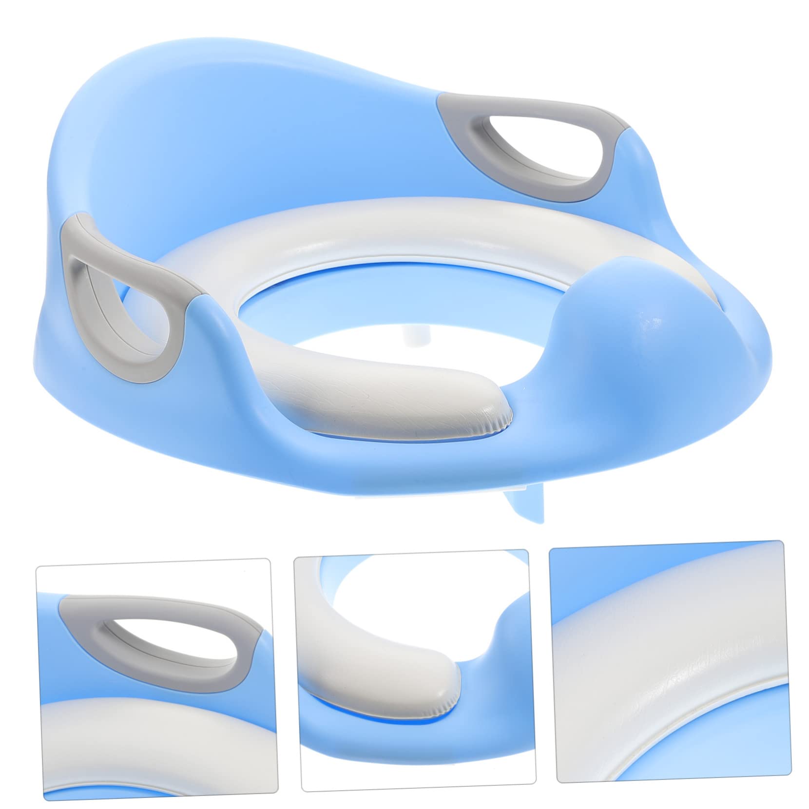 Anillo de Entrenamiento para Inodoro Azul Pu Asas Grandes | Antideslizante, para Toilet Training, Diseño para Niños y Bebés, Pads de Apoyo