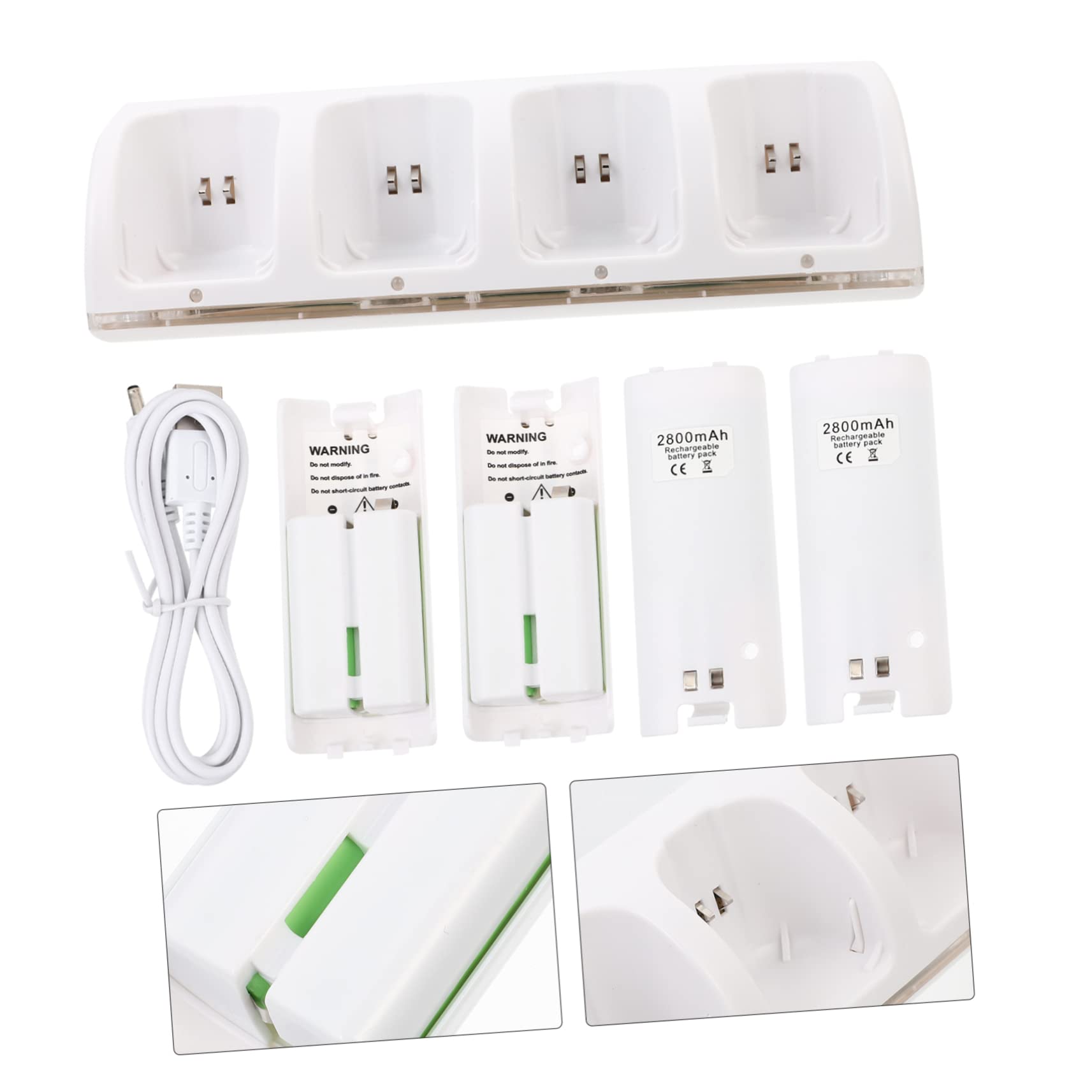 Operitacx Station de Recharge de Batterie 4 Emplacements, Indicateur LED, Charge Simultanée, Abs Blanc, pour Manette de Console, 1 Set