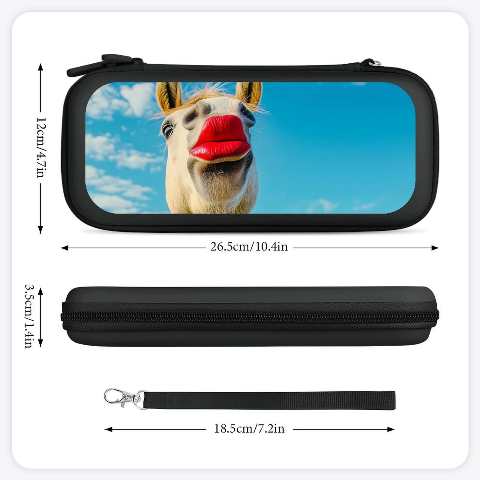 Horse with Red Lipstick Compatible with Switch Carrying Case Hard Travel Game Bag Pouch with 15 Games Accessories Black-style