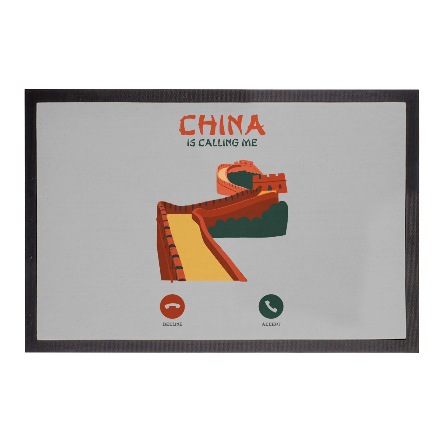 Paillasson Gris China is Calling Me tapis d'essuyage Great Wall 75x50cm