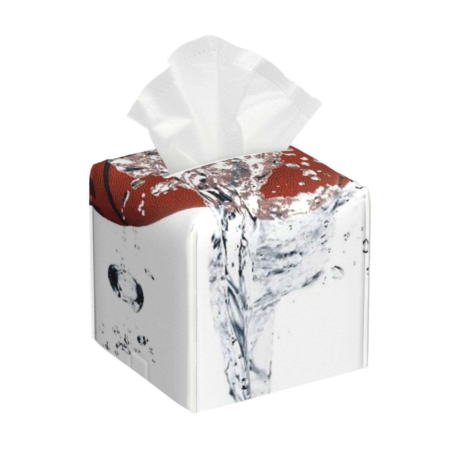 Basketball Dipping Into Water Creative Sports PVC Cube Tissue Pack for Home Office Bathroom Use