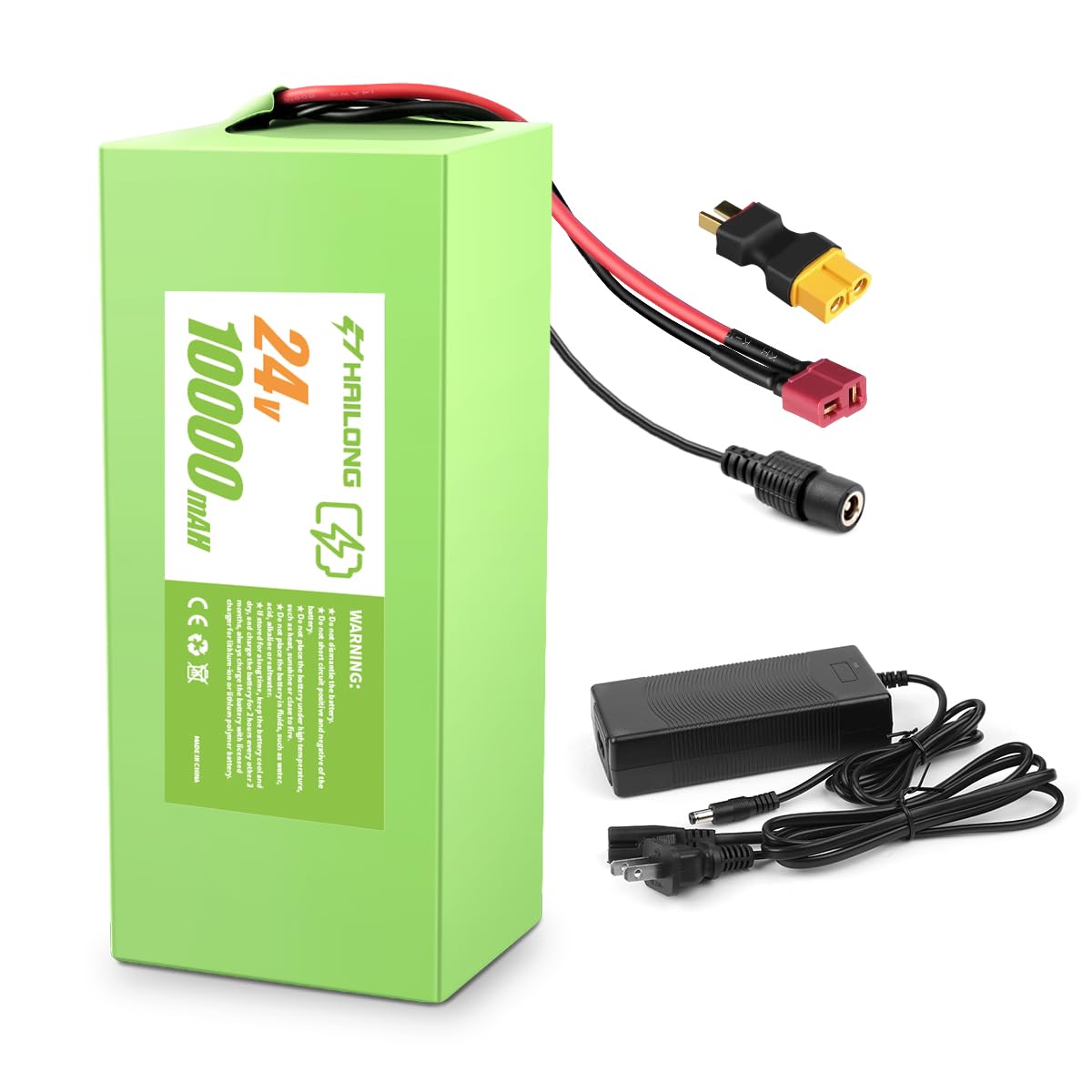 24V 10Ah Universal Power Pack Rechargeable Battery with 29.4V 2A Adapter |15A BMS & Waterproof Design(200-500W Systems)