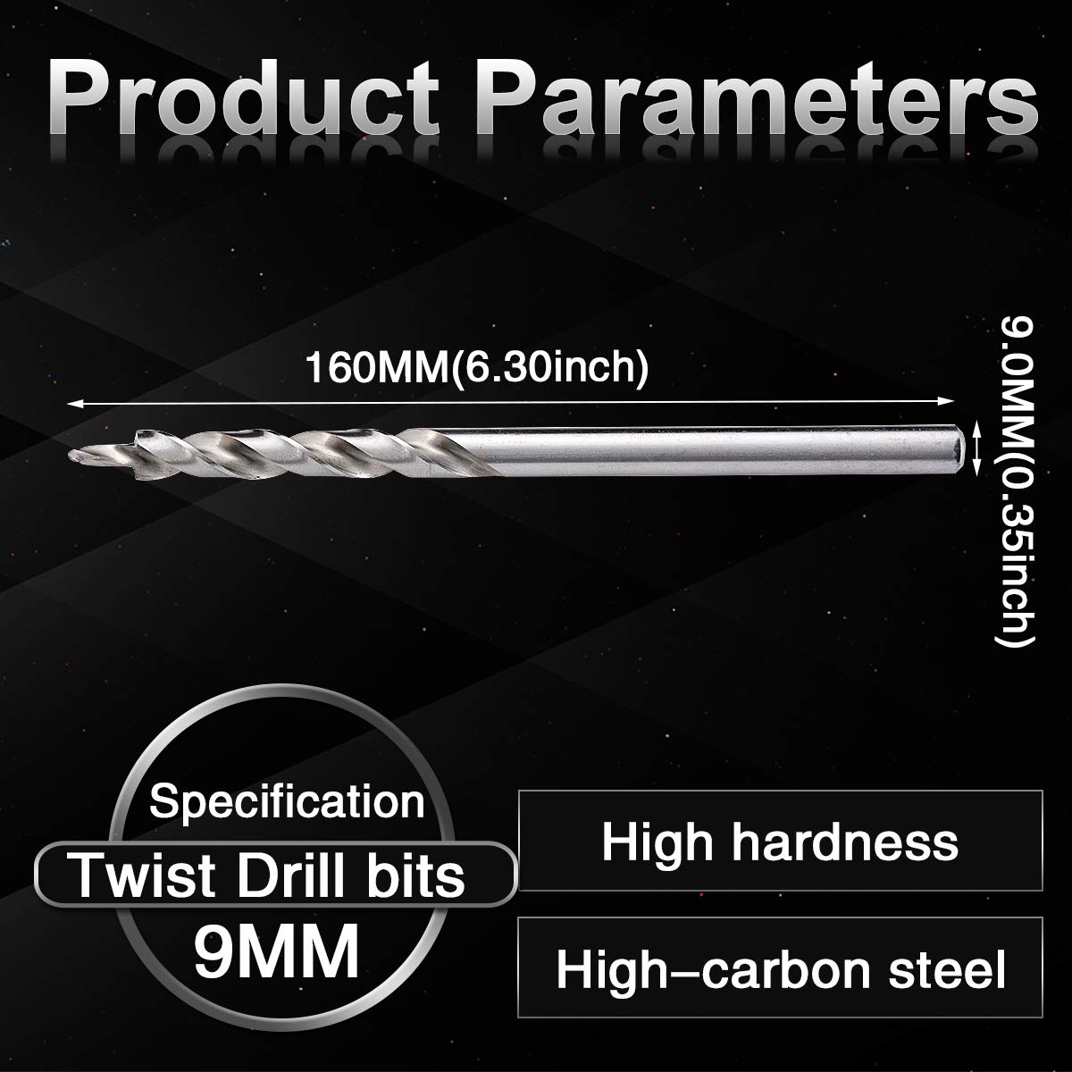 KATUR 9mm Drill Bit Woodworking Countersink Taper Drill Bits,Round Handle Pocket Hole Drill Bit Replacement Twist Step Drill Bit with Depth Stop Collar for Manual Pocket Hole Jig (9mm)