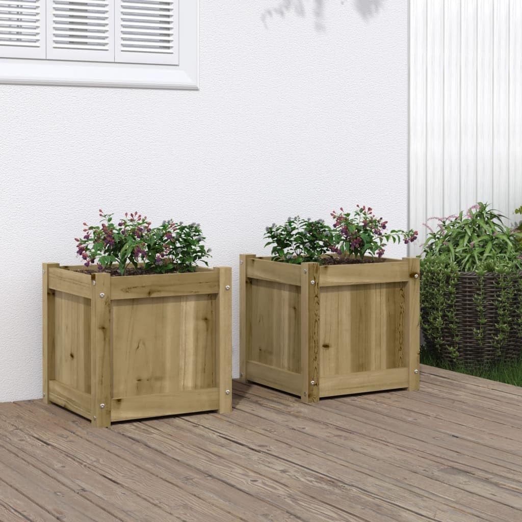 Vaso per piante fai da te in legno di pino massiccio, stile rustico, decorazione da giardino, 2 pezzi, in pino massiccio, per giardino e terrazza