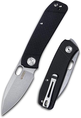 KUBEY Hyde KU2104A - Cuchillo de bolsillo para EDC, pequeño cuchillo plegable con mango Sandvik Blade G10 14C28N de 2.95 pulgadas, clip de bolsillo