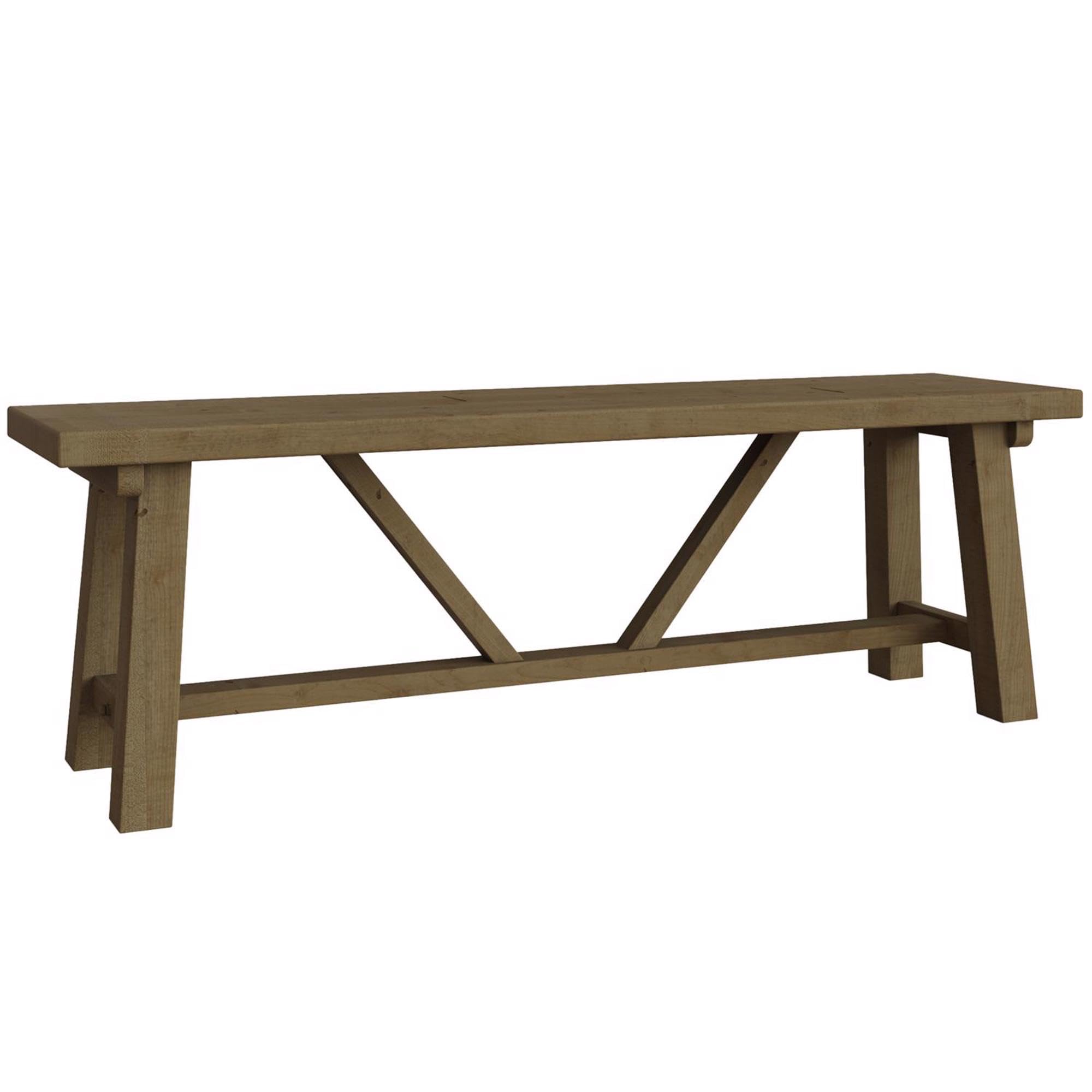 140cm Dining Bench Chunky Top Rustic Driftwood Finish Reclaimed Pine