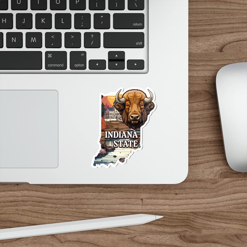Miniatura 2 de Calcomanía de recuerdo de viaje del estado de Indiana, vinilo pequeño impermeable para botella de agua, taza, libro de pasaportes, cuaderno de