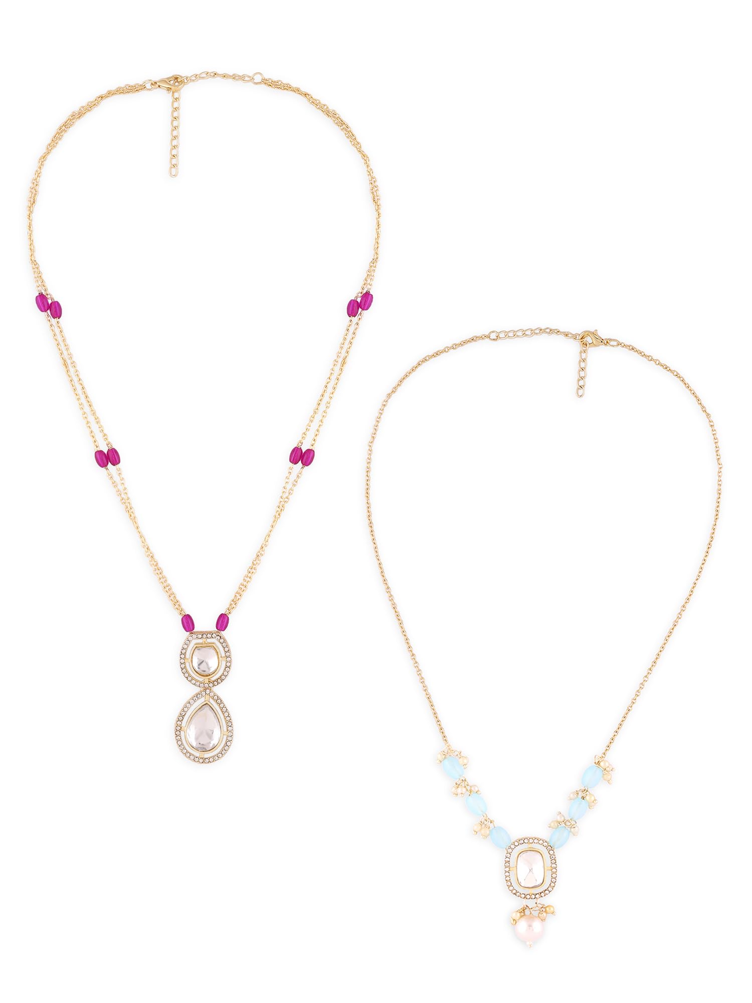 ZAVERI PEARLS Set Of 2 Turquoise Blue & Purple Austrian Diamonds & Beads Embellished Necklace Set For Women-ZPFK16838 (B0CMHH8MXR) Amazon Price History, Amazon Price Tracker
