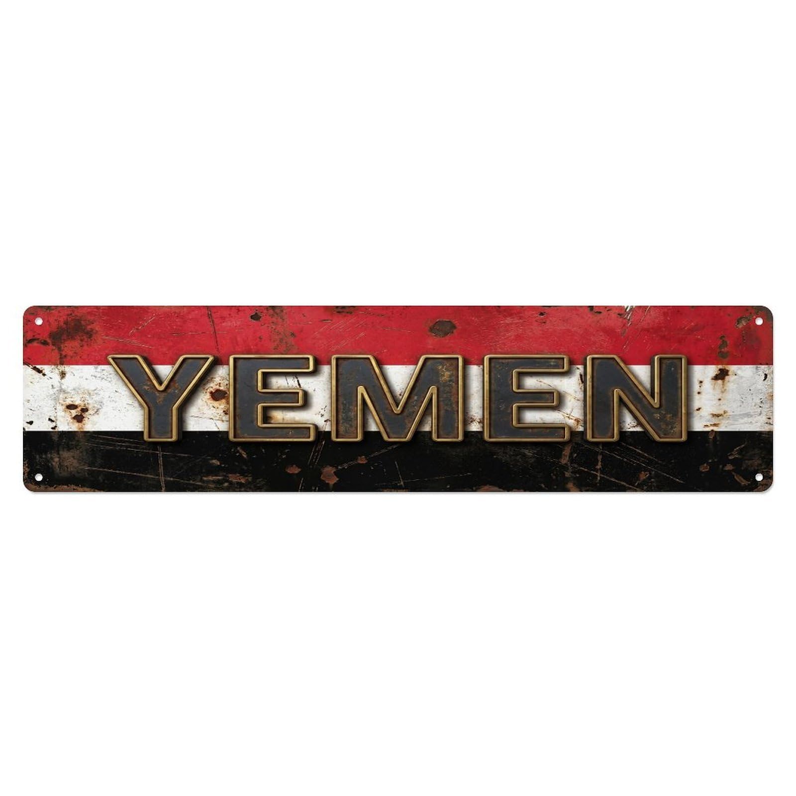 Vintage Yemen Flag Pattern Metal Tin Sign