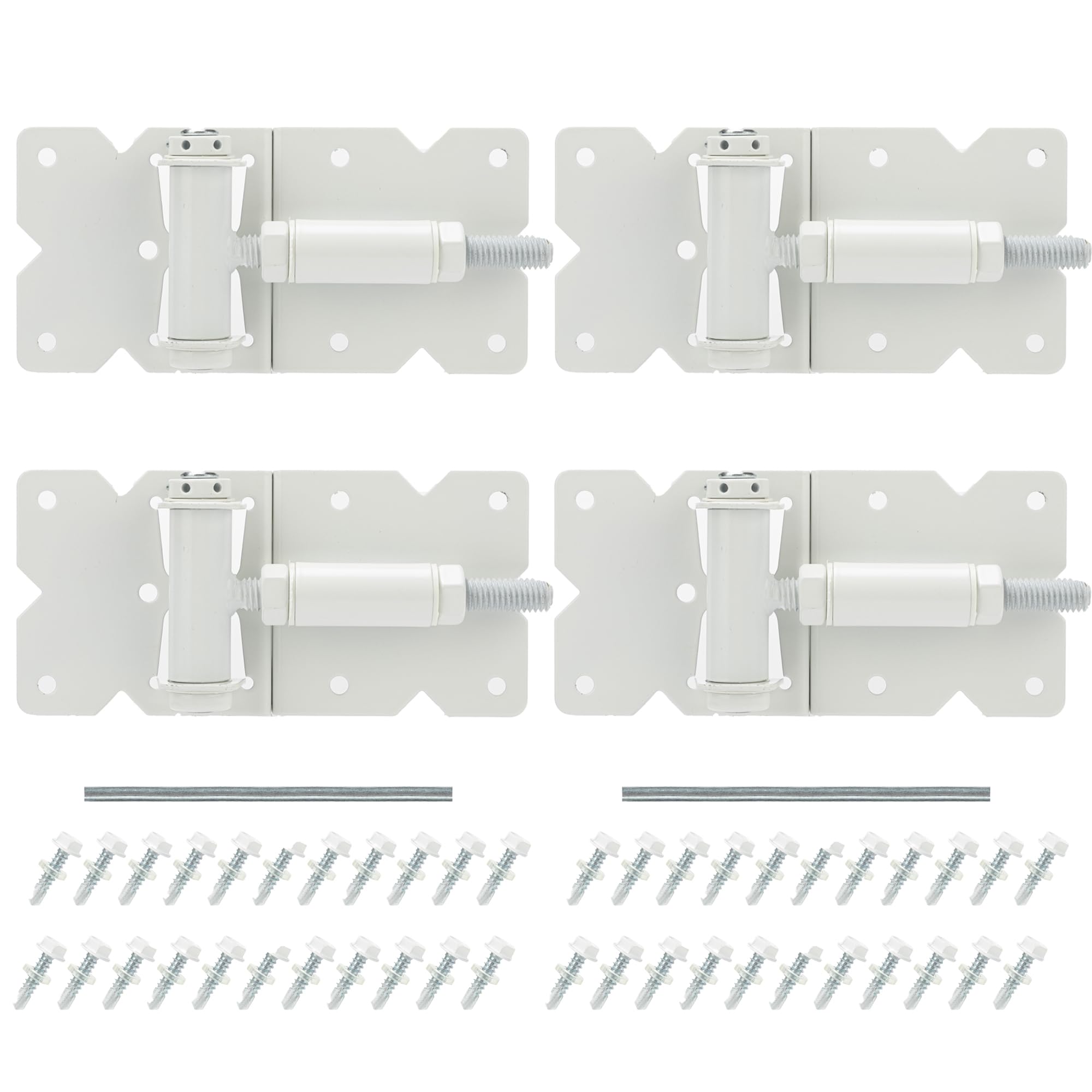 Bisagras de puerta de cierre automático, bisagras de hardware resistentes para vallas de madera/vinilo/PVC, bisagra de puerta ajustable de 90 grados con tornillos de instalación y herramienta