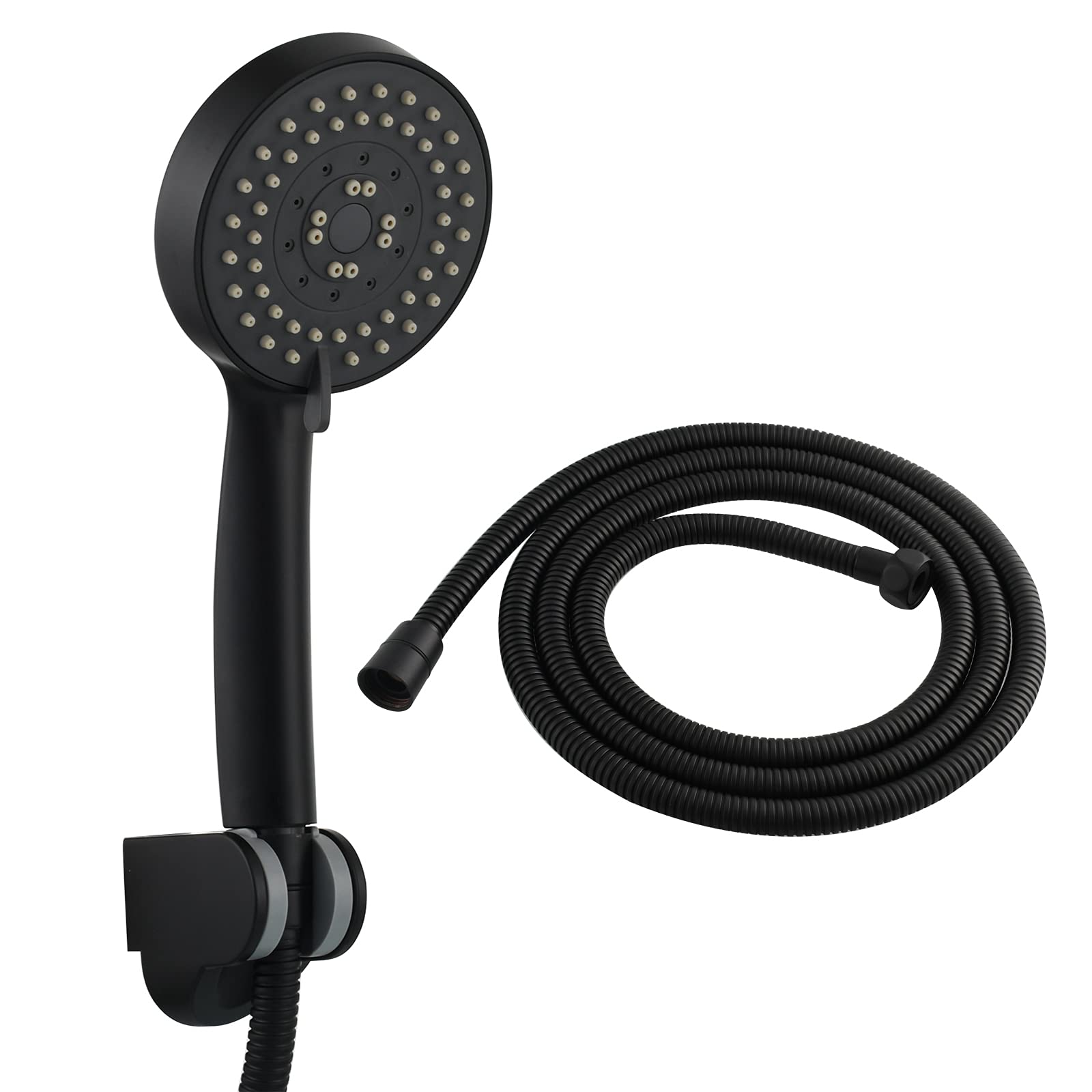 Tecmolog Handheld Shower Head High Pressure 5 Settings High Pressure Showerhead with Hose and Holder Black, BS144BF — image 1