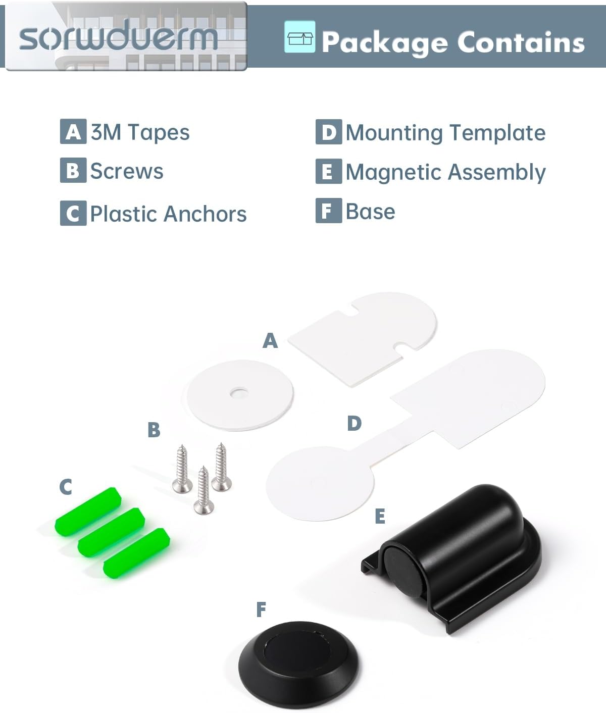 2 Pack Black Door Stopper Magnetic Door Cathc Matte Black Floor Mounted Door Stop Keep Door Open with Screws and Adhesive No Drilling