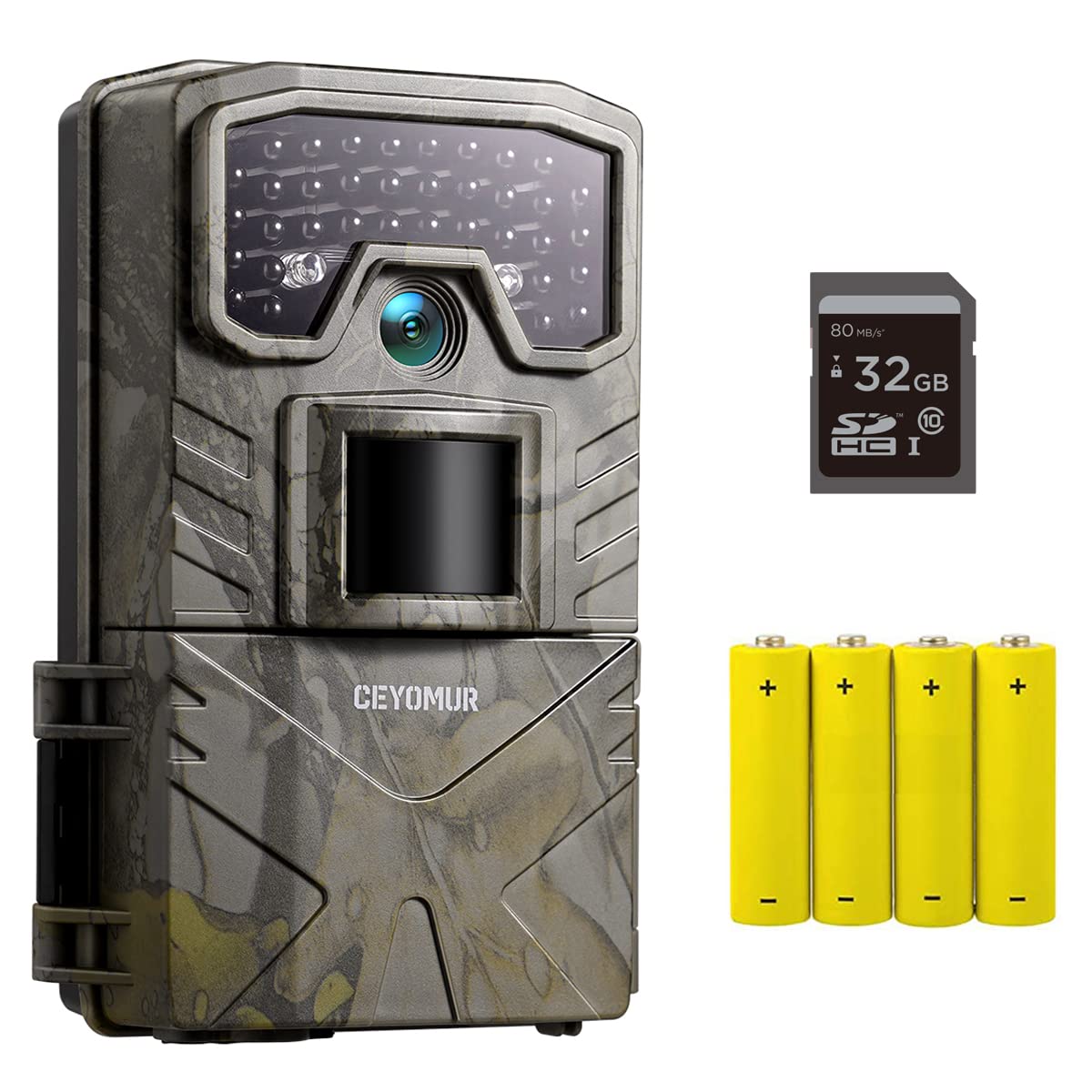 Amazon.com: Trail Camera, CEYOMUR 20MP 1080P Game Camera with 32GB SD Card  and 4 Batteries IR LEDs Night Vision Motion Activated, Video Game Camera  with IP66 Waterproof for Wildlife Monitoring : Sports