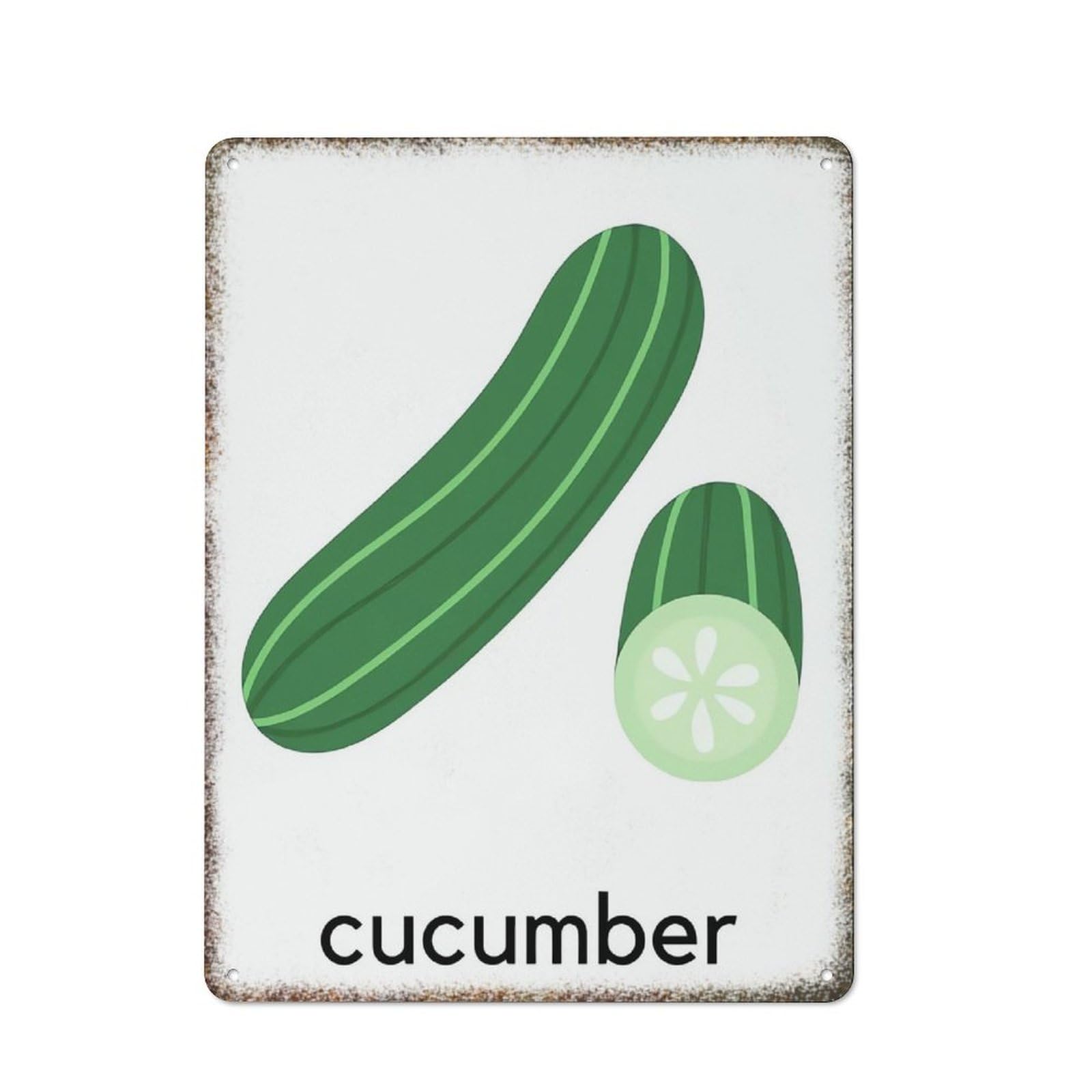 Cucumber Vegetable Farmhouse Interesting Retro Metal Guest Wall Decor Plaque 8x12 inch