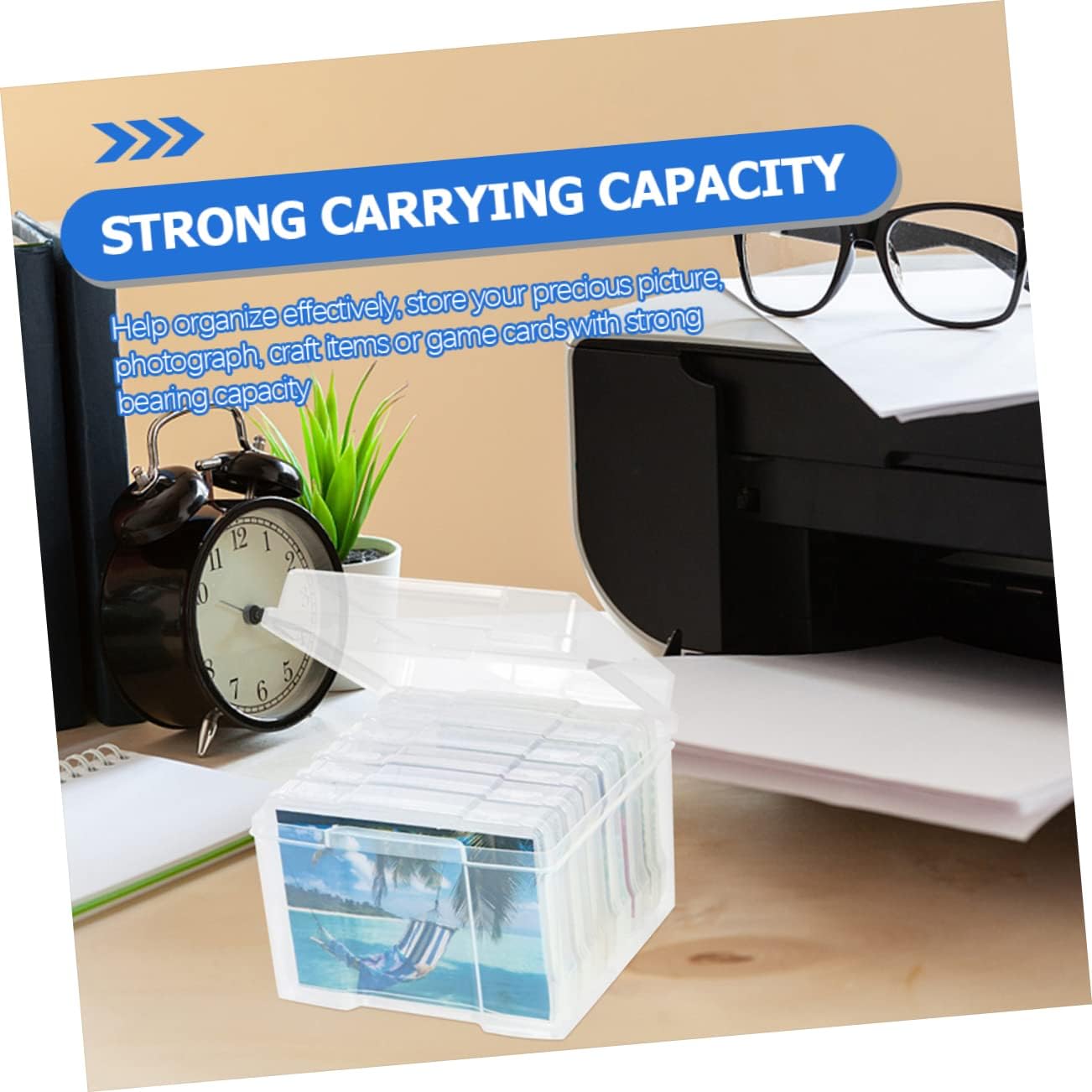 OSALADI Card Box Photo Storage Organizer Box Dividers Photo Holder Card Organizer