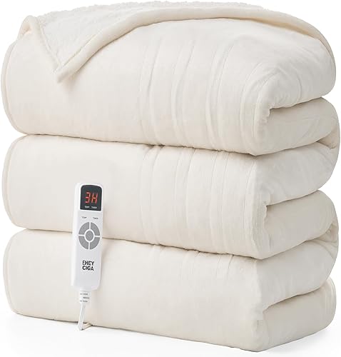 Miniatura 10 de EHEYCIGA Manta térmica eléctrica tamaño matrimonial  Manta térmica con 5 niveles de calefacción y 10 horas de apagado automático, suave y acogedora