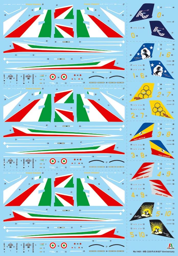 Italeri 1461 MB-339 60th Pan Anniversary, 60° Anniversario Frecce Tricolori, 3 Modelli Inclusi, Scala 1:72, Plastic Model Kit, Modello in Plastica da Montare, Modellismo