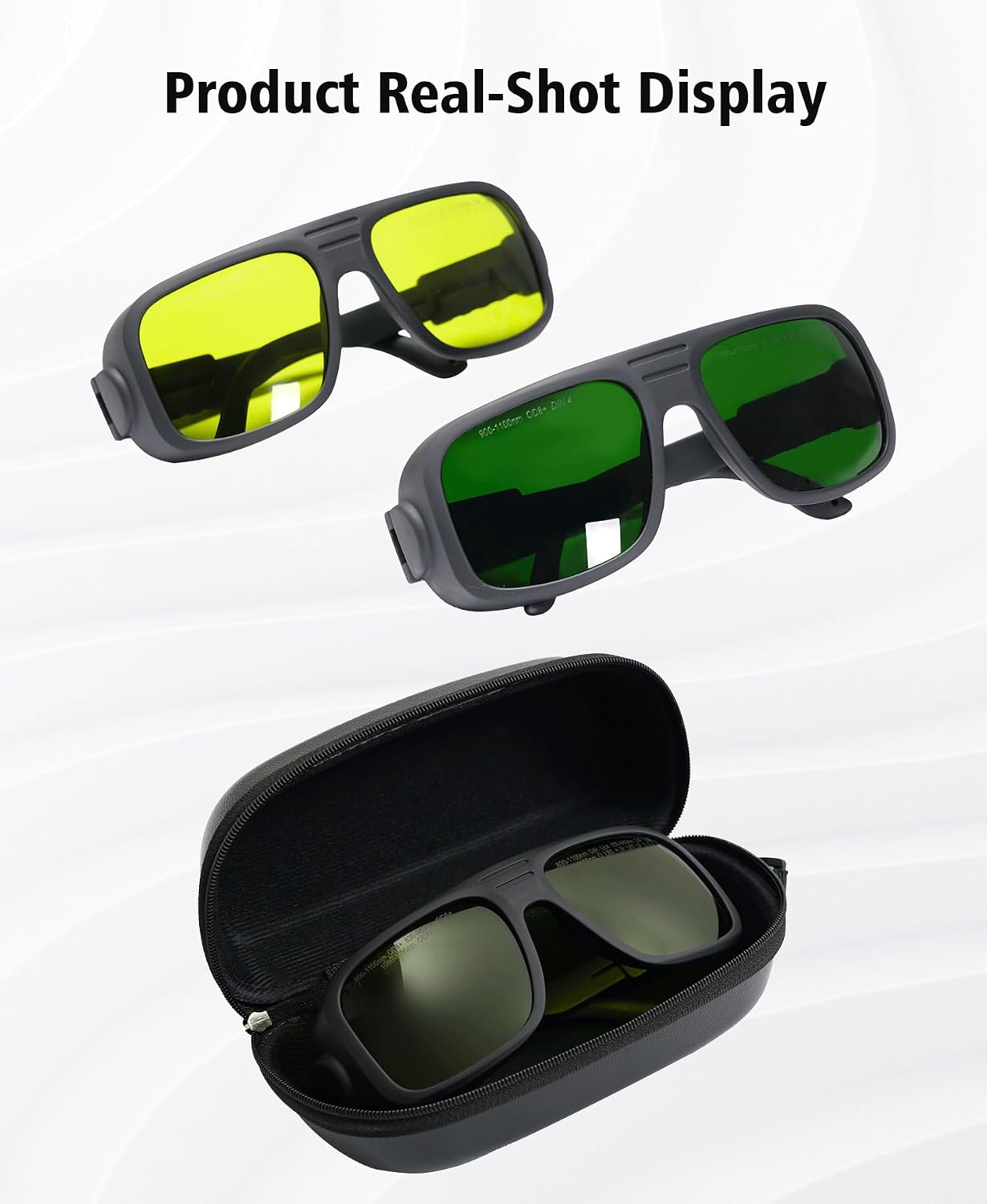 SFX Laser Safety Glasses XI-05P for Laser Cleaning,Engraving and Marking Yellow Lens Laser Goggles German PC Frame, Wide-Angle Eye Protection, Anti-Laser & Anti-Splash