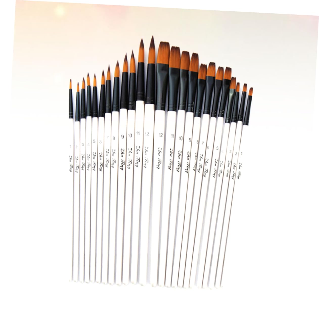 Juego de 24 Pinceles de Madera Punta Plana y Puntiaguda para Pintura Acrílica y Acuarela