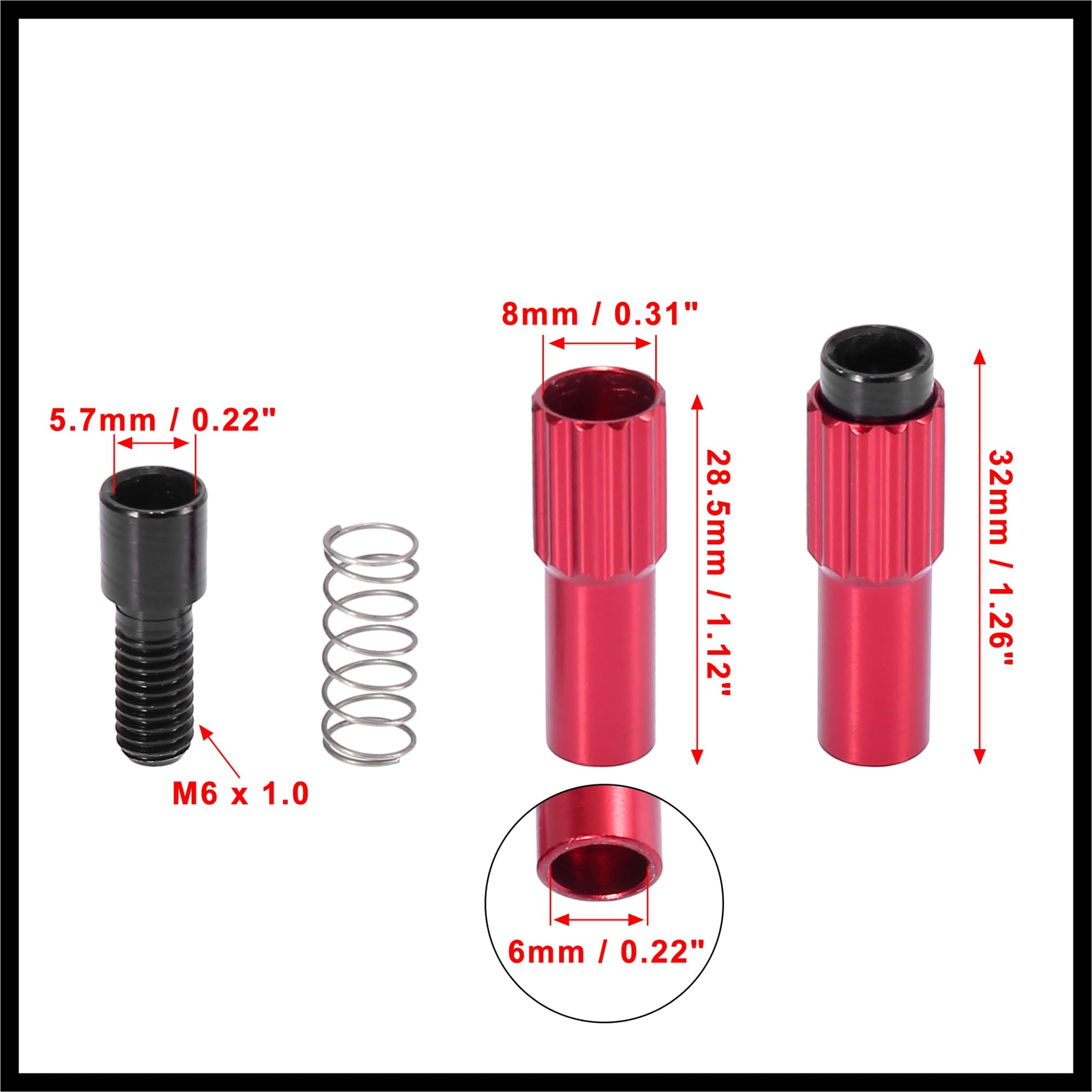 Hihaha 2 Pcs Red Metal Bicycle Cable Adjuster Brake Gear Shift Connector Durable Material - Image 3