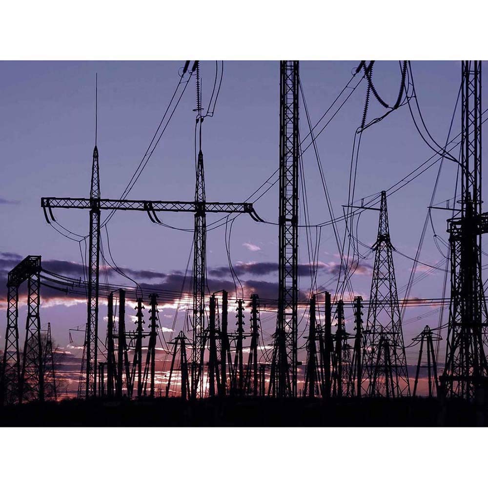 Wee Blue Coo Photo Electricity Pylons Silhouette Power Energy Sunset Art Print Poster Wall Decor 12X16 Inch