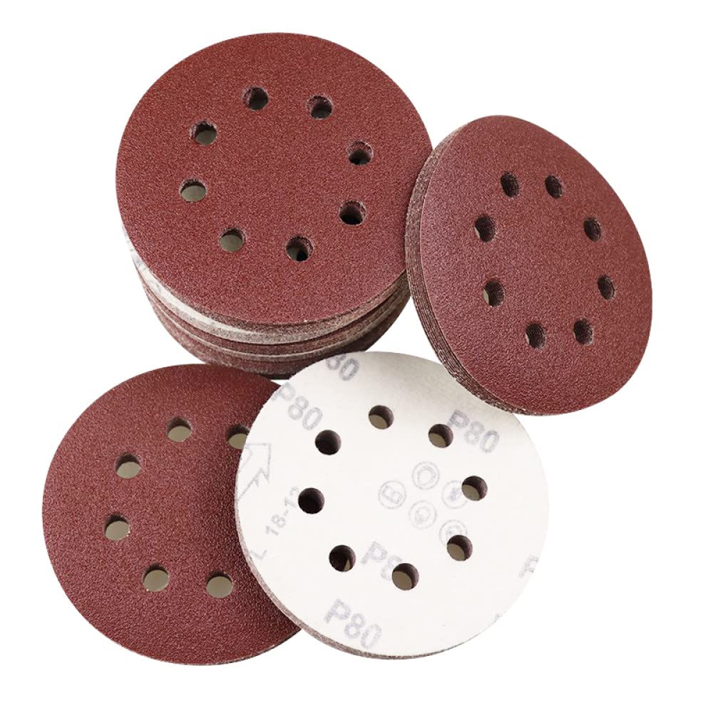 100 sztuk 125mm 5 cali Ścierny papier ścierny Szlifowanie 8 Otwór Hak na tarczę i amp; Loop Sand Paper Grits 60~1000 do polskich akcesoriów narzędziowych, 120#