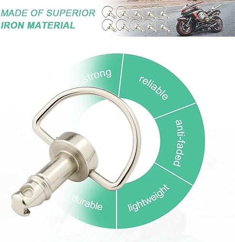 Miniatura 10 de Sujetadores de liberación rápida de 14 de giro, paquete de 10 sujetadores de carreras de motocicleta de liberación rápida con anillo en D (plateado,