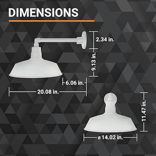 Miniatura 4 de 14pulgadas. RLM Warehouse - Pantalla con brazo de cuello de cisne y bombilla Led A19 5000K de 9W