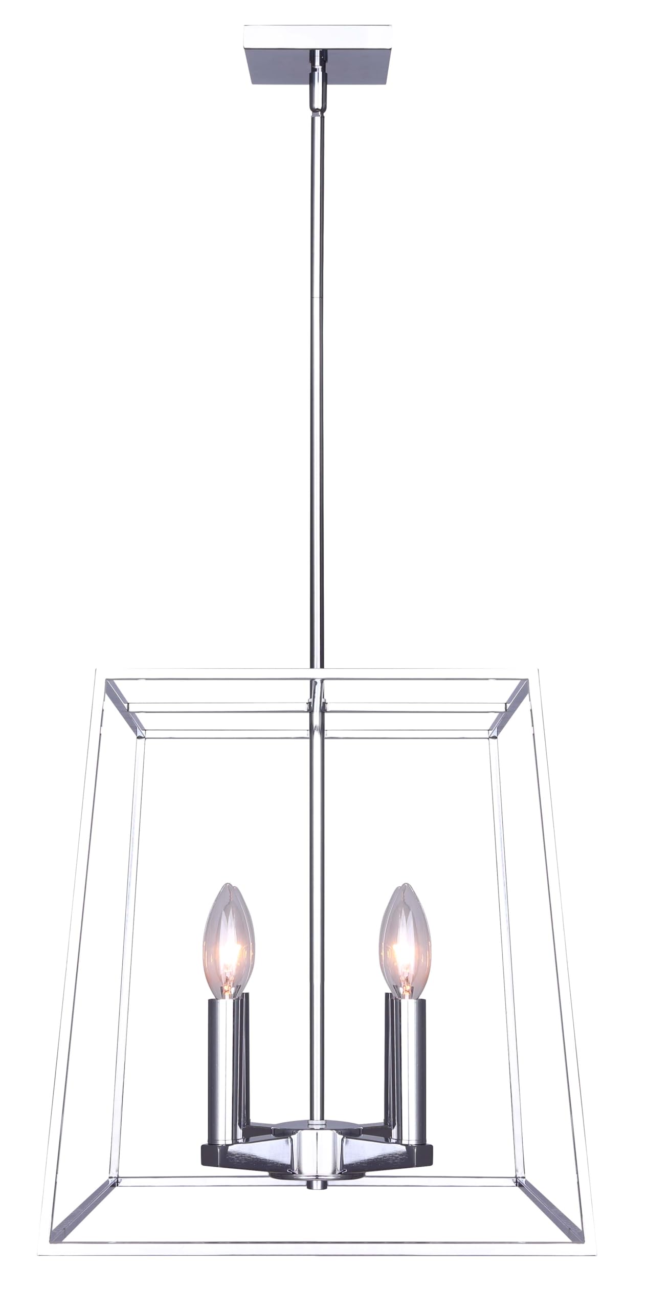 Condition photo showing New/Like New for canarm coco ich1034a04ch14 chandelier - 4-light, 60w type c, 14" w, adjustable height 23.375" - 65.375", chrome finish, modern design for entryways, dining areas