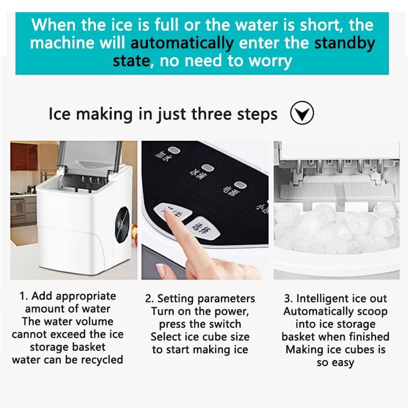 Fabricadora de hielo portátil 15KG GRFIT para hogar y comercio miniatura 7